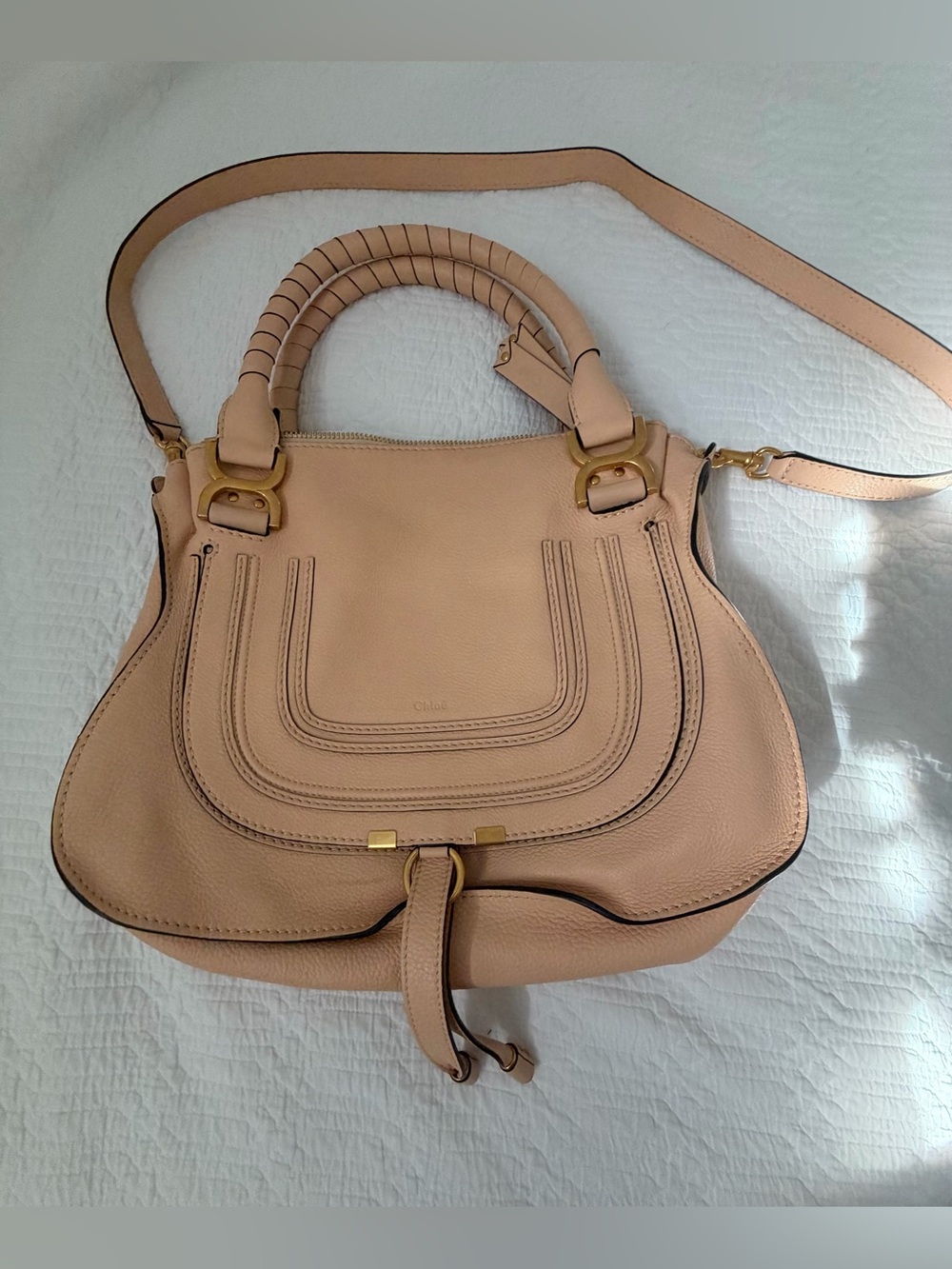 Chloe Blush Pink Marcie Leather Shoulder Bag